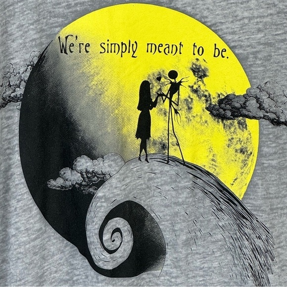 Disney Nightmare Before Christmas Graphic Short Sleeve Burnout Tee Large Gray - Picture 2 of 8